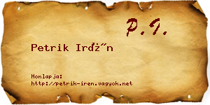 Petrik Irén névjegykártya